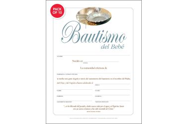 Certificado de bautismo del bebé Package of 10