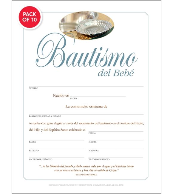 Certificado de bautismo del bebé Package of 10