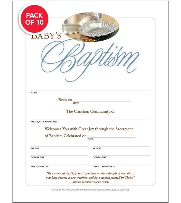 Baby's Baptism Certificate Package of 10